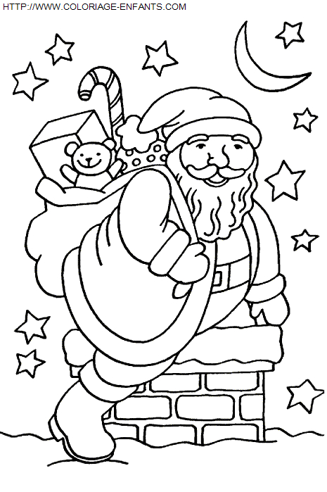 Christmas Santa Claus Chimney coloring