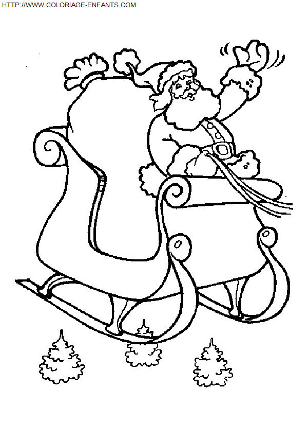 Christmas Santa Claus Sled coloring