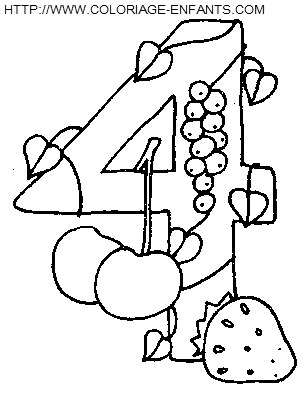 Numbers Fruits coloring